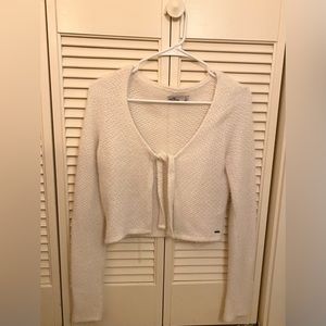 Hollister White Front Tie Visit Sweater